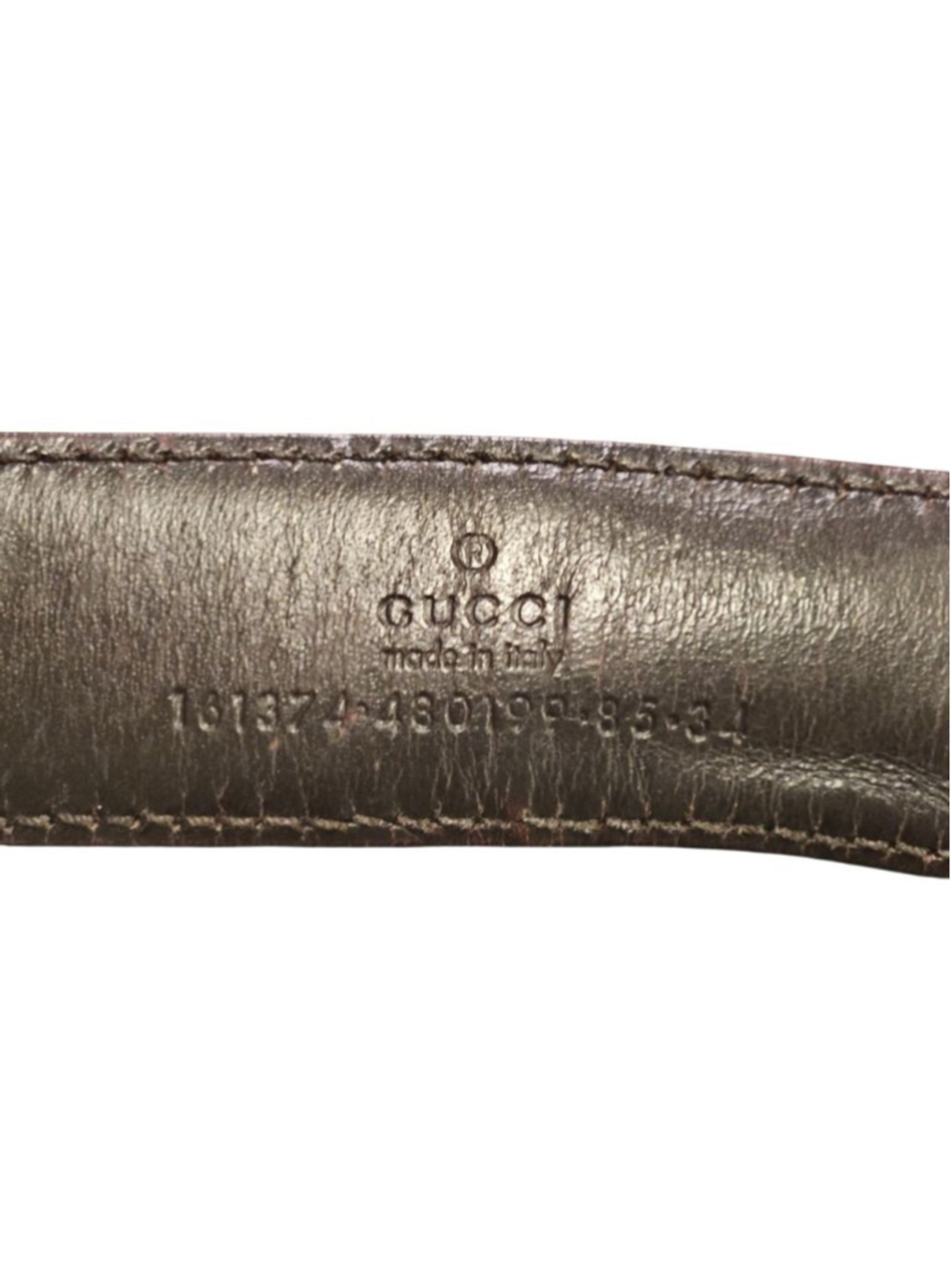 Gucci Brown Leather Belt with Gold Buckle, Size 34 - Picture 8 of 16